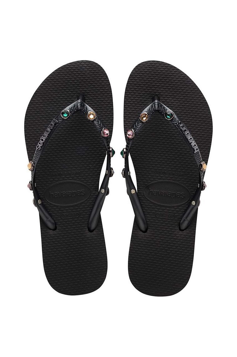 Havaianas japonki SLIM LUXURY damskie kolor czarny na płaskim obcasie 4149285.0090