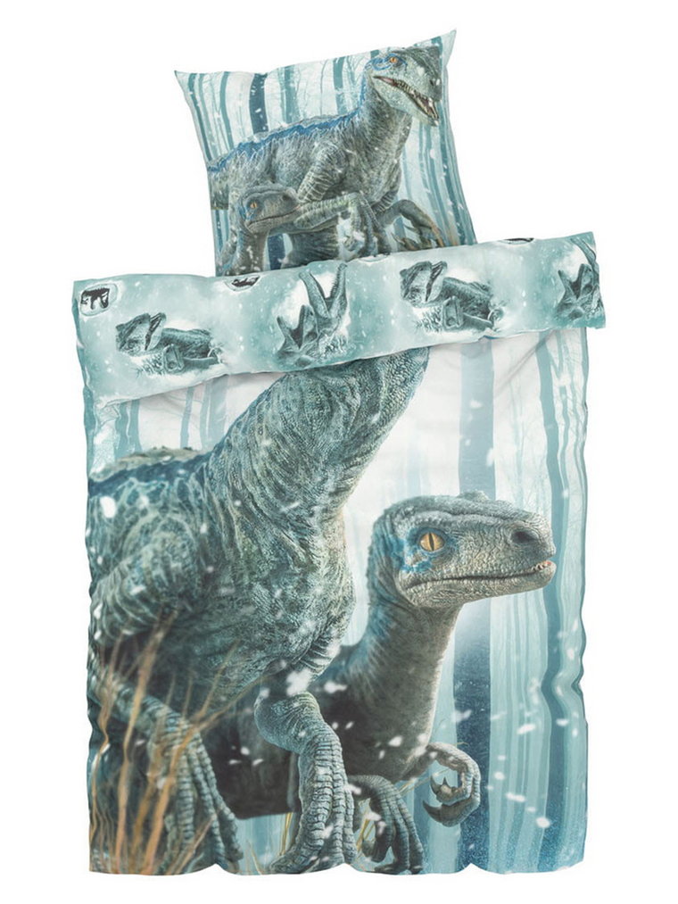 Pościel satynowa Dinosaur A804 - niebieska