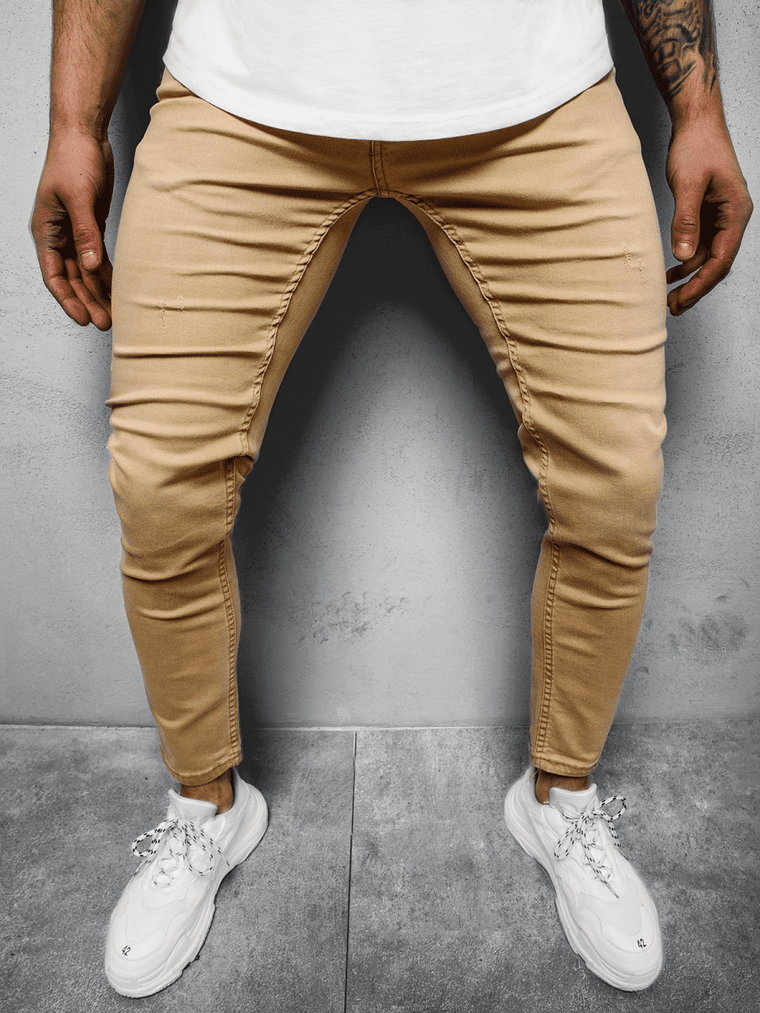 Spodnie jeansowe męskie beżowe OZONEE O/4643