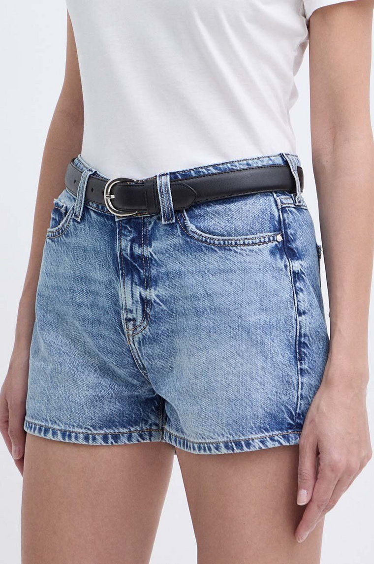 Guess szorty jeansowe HOLA damskie kolor niebieski gładkie high waist W4GD20 D5B64