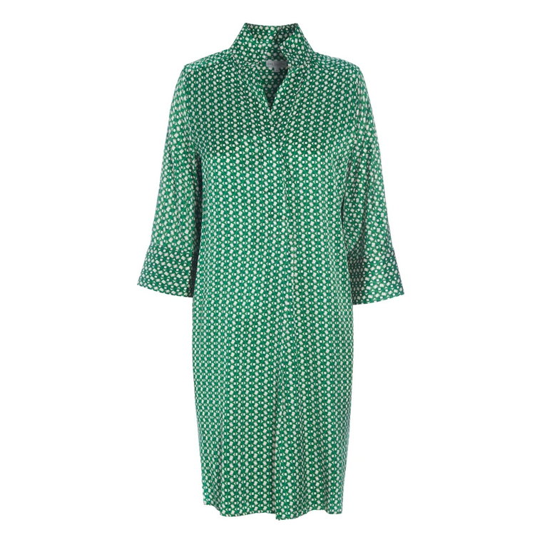 Zielona Sukienka z Graficznym Wzorem z Jedwabiu Dea Kudibal