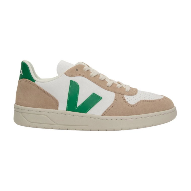 Zielone Skórzane Sneakersy z Wstawkami z Vegan Suede Veja