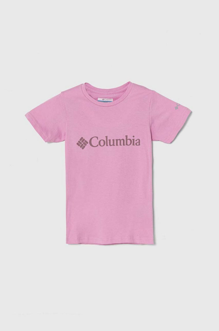 Columbia t-shirt bawełniany dziecięcy Mission Lake Short kolor różowy
