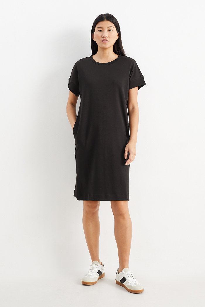C&A Sukienka T-shirtowa basic, Czarny, Rozmiar: XS