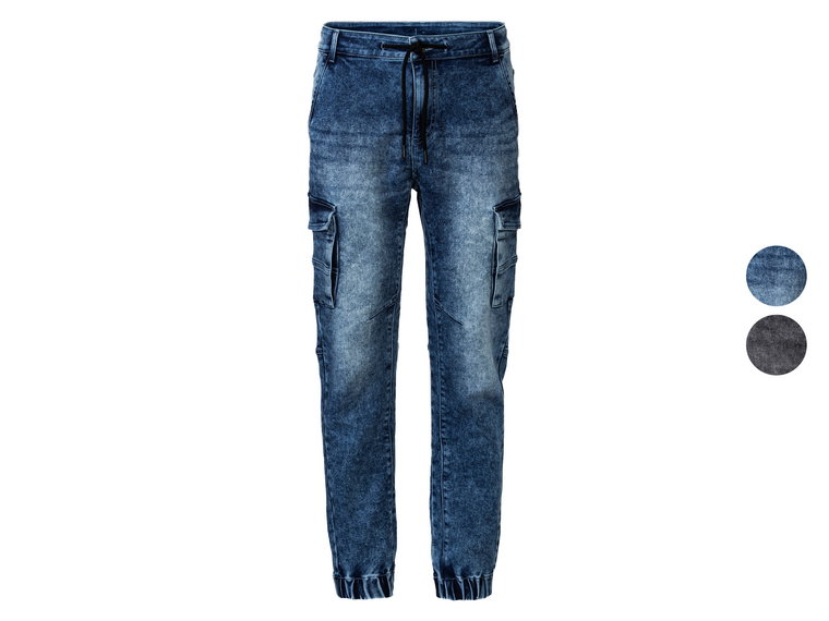 LIVERGY Joggery męskie denim, Casual Fit, z kieszeniami cargo