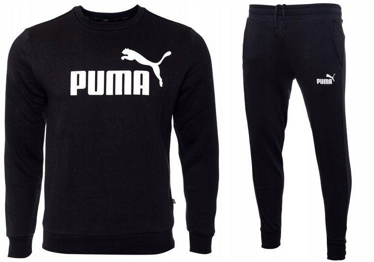 Puma Męski Dres Kompletny Ess Logo Czarny r.M