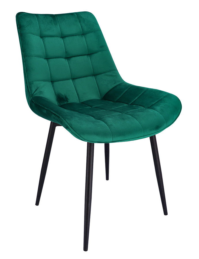 Zielone krzesło z welurową tapicerką - Amos