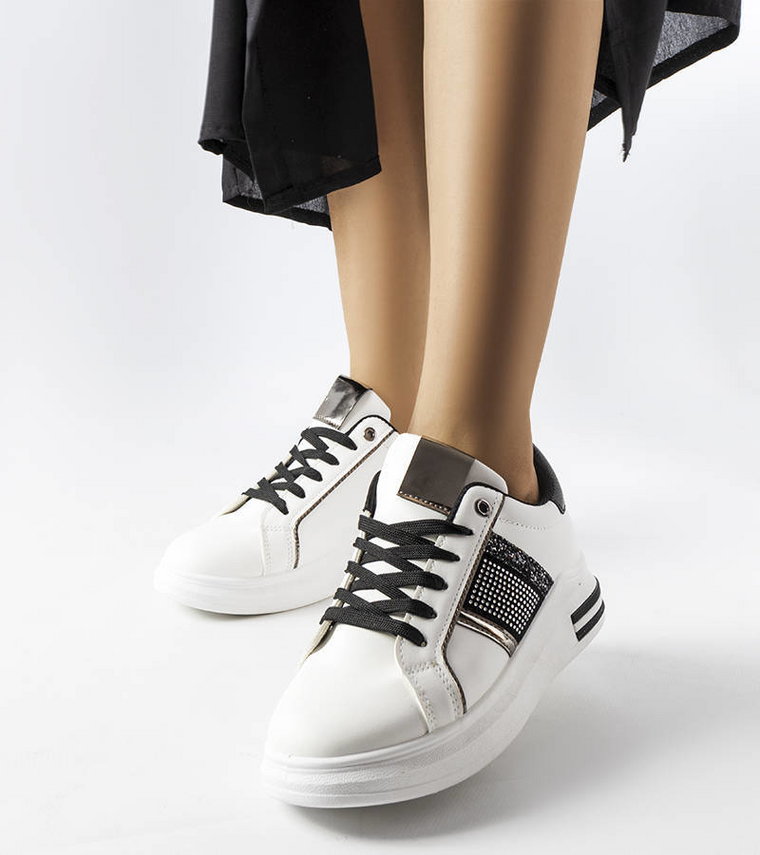 Biało-czarne sneakersy z cyrkoniami Xarles