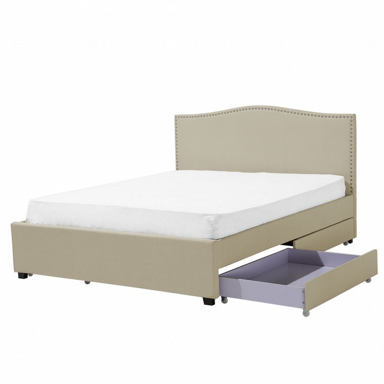 Łóżko beżowe tapicerowane pojemnik 180 x 200 cm Cucciolo BLmeble kod: 4260602374701