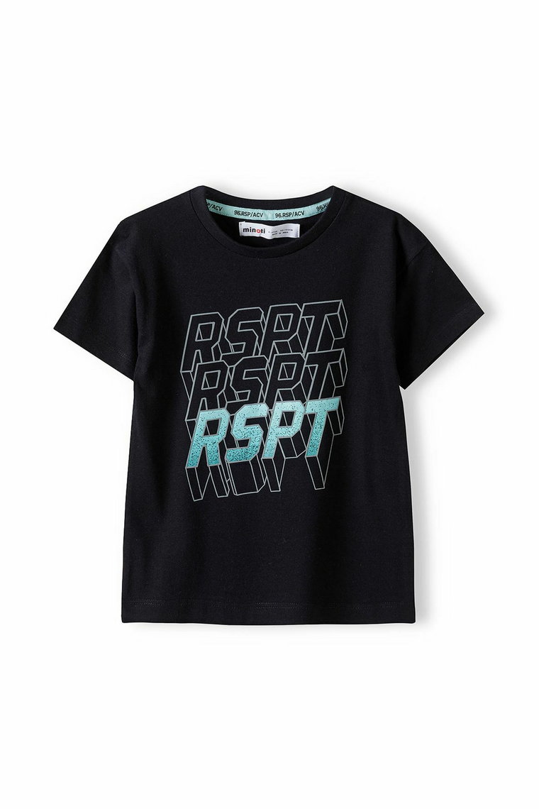 Czarny t-shirt bawełniany dla chłopca- Rspt
