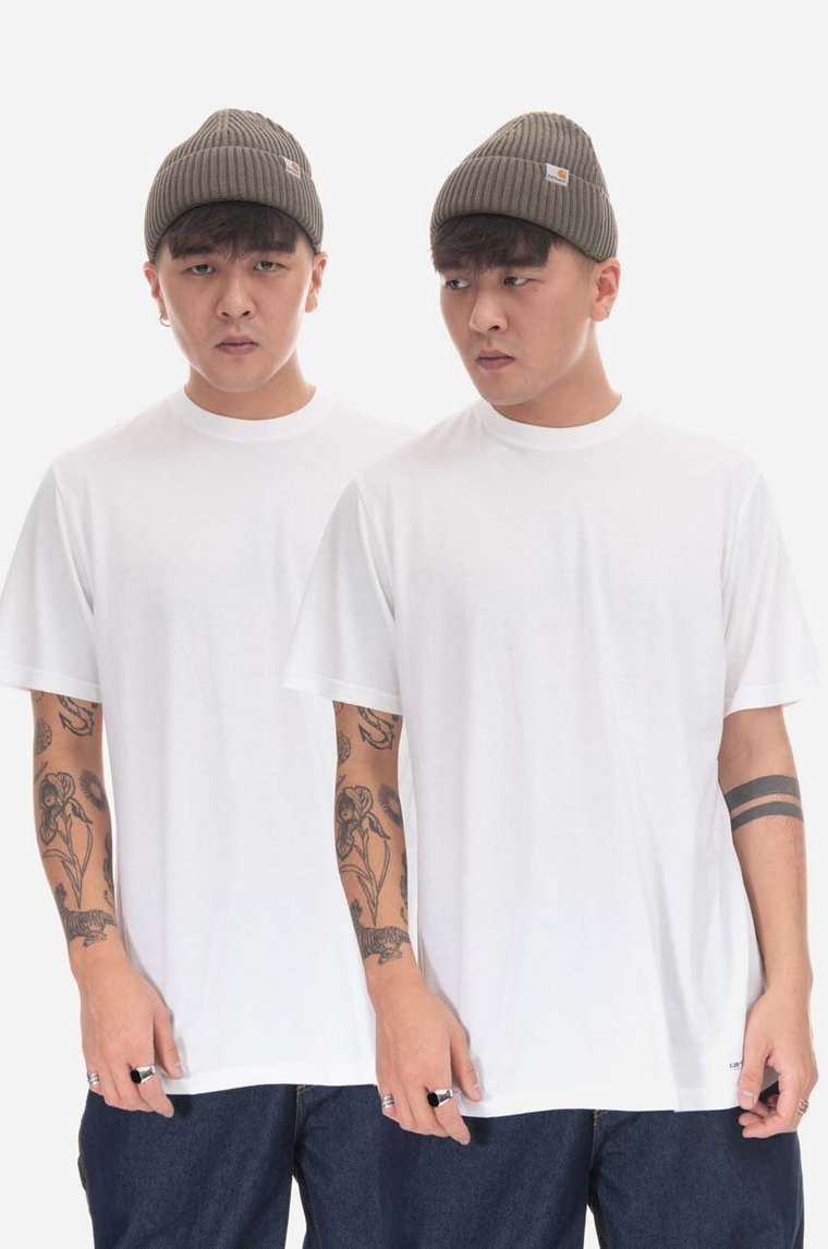 Carhartt WIP t-shirt bawełniany 2-pack kolor biały gładki I029370.-WHITE/WHIT