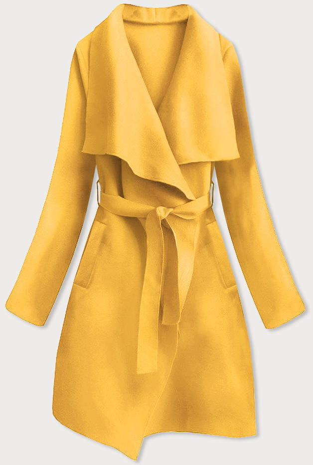 Minimalistyczny płaszcz damski żółty (747ART)