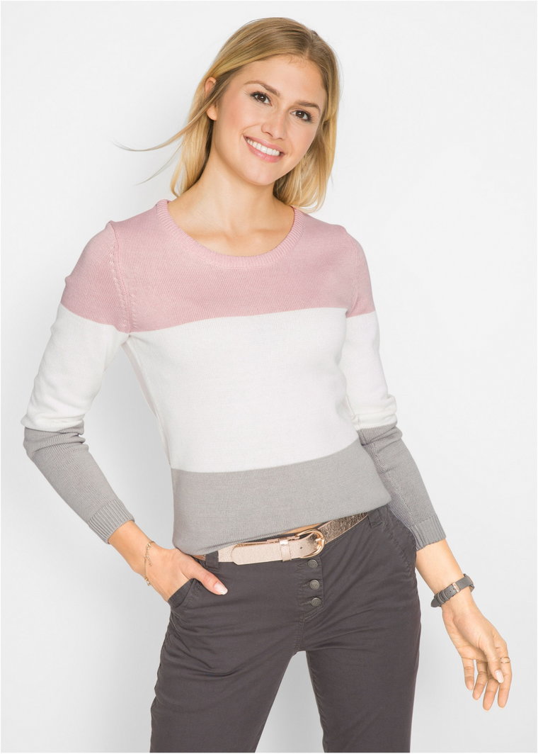 Sweter w stylu color-blocking