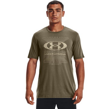 Męski t-shirt z nadrukiem UNDER ARMOUR UA SYMBOL GRID SS - brązowy