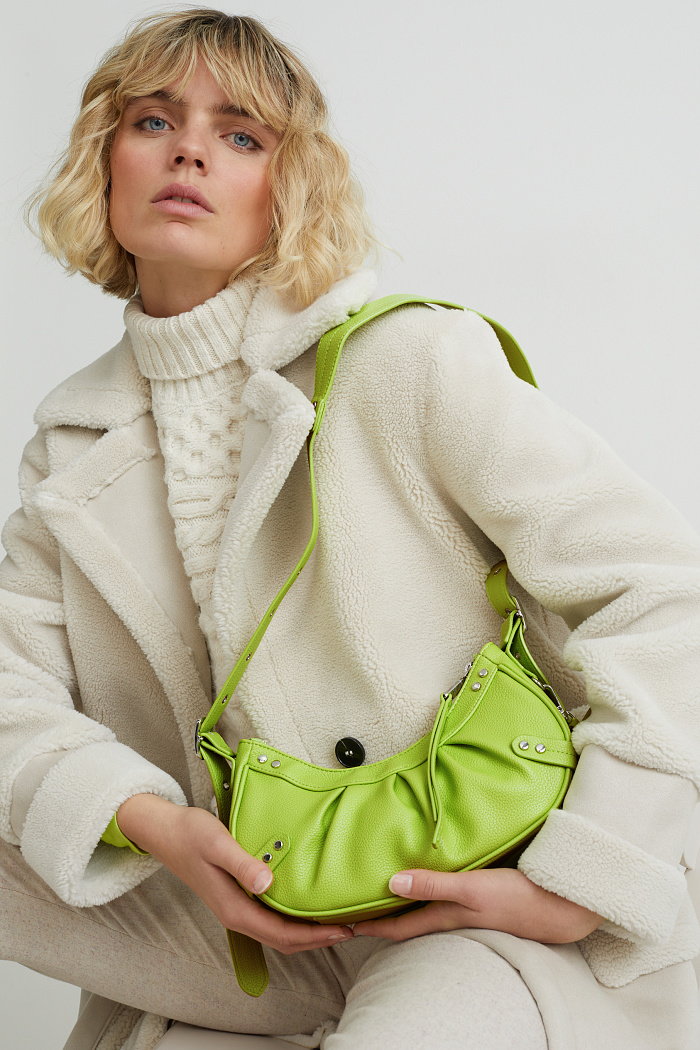 C&A Komplet-mała torebka na ramię i portmonetka-imitacja skóry, Zielony, Rozmiar: 1 rozmiar