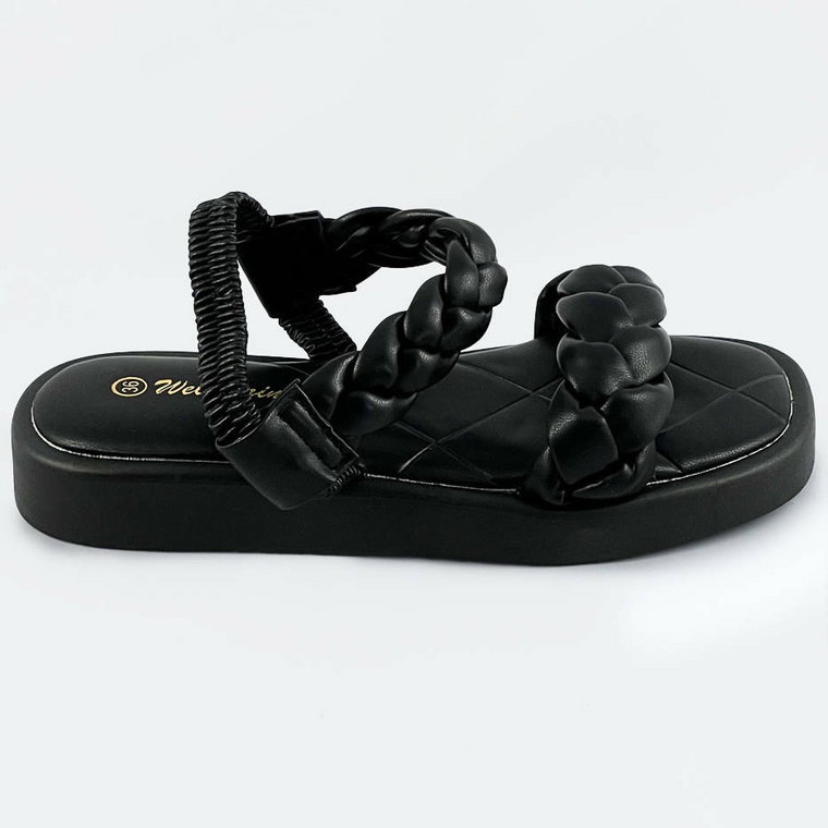 Sandały z plecionymi paskami czarne (af-250)