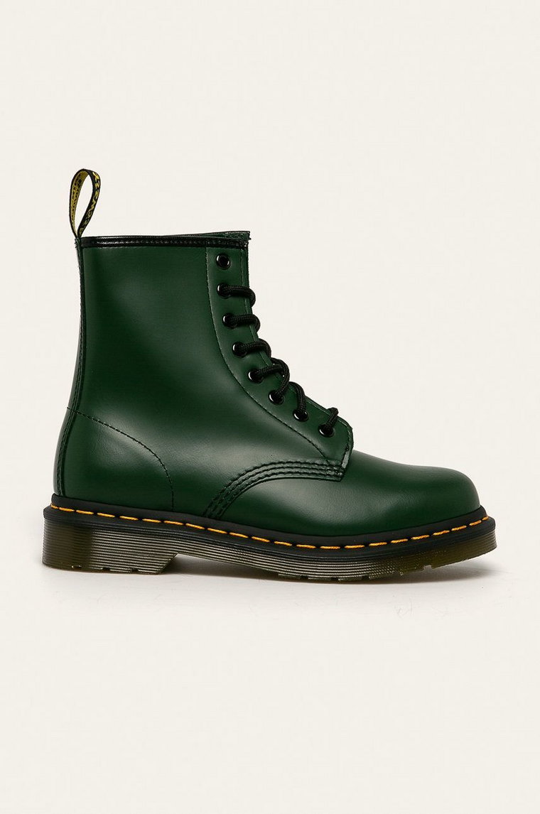 Dr. Martens workery skórzane 1460 kolor zielony na płaskim obcasie 11822207