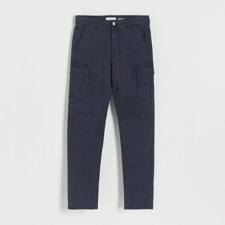 Reserved - Spodnie cargo slim fit - granatowy