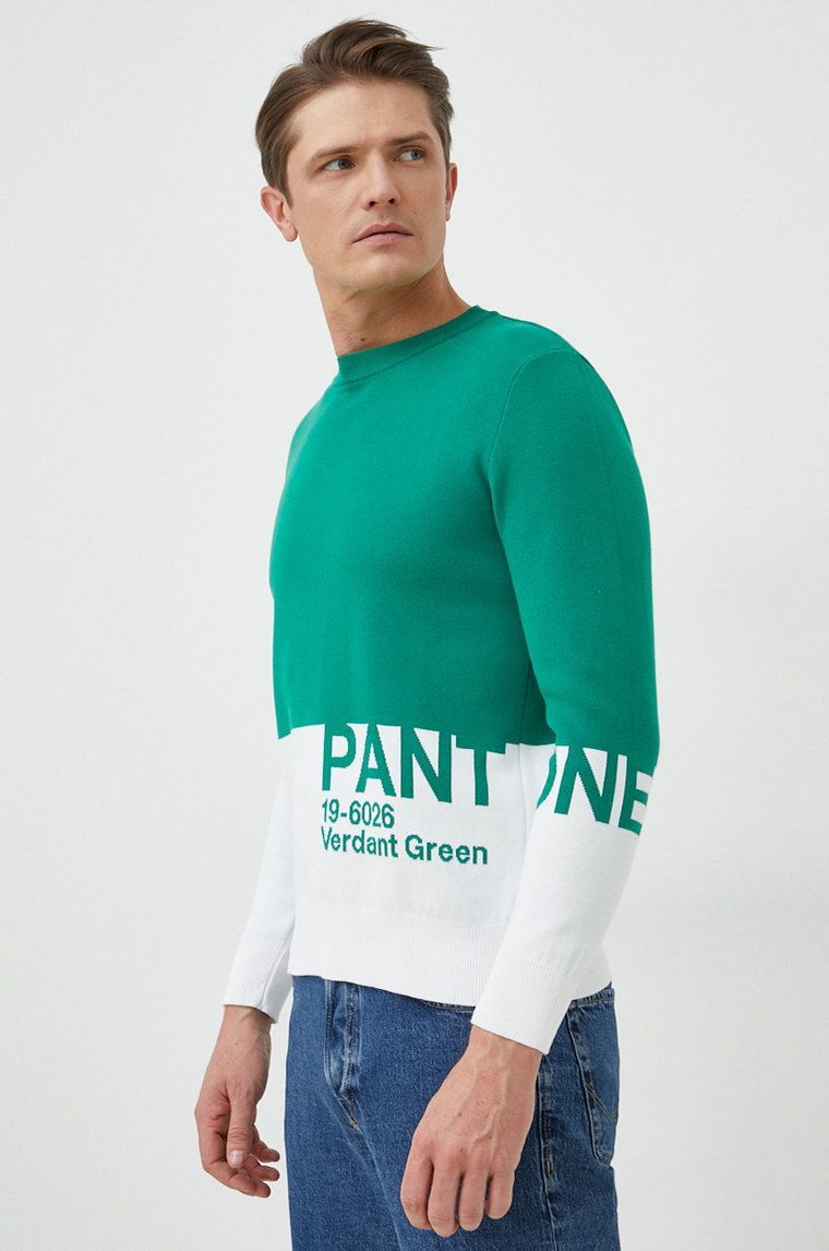 United Colors of Benetton sweter męski kolor zielony lekki