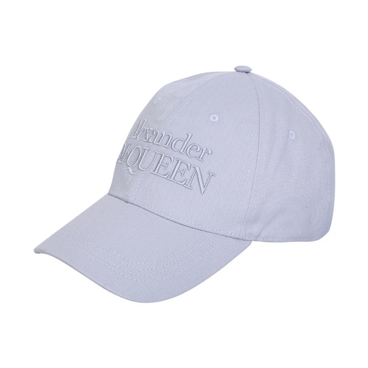 Czarna czapka baseballowa z haftowanym logo Alexander McQueen
