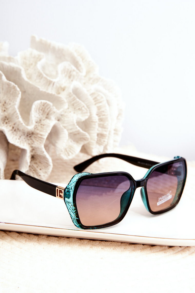Damskie Cieniowane Okulary Przeciwsłoneczne UV400 Czarno-Niebieskie