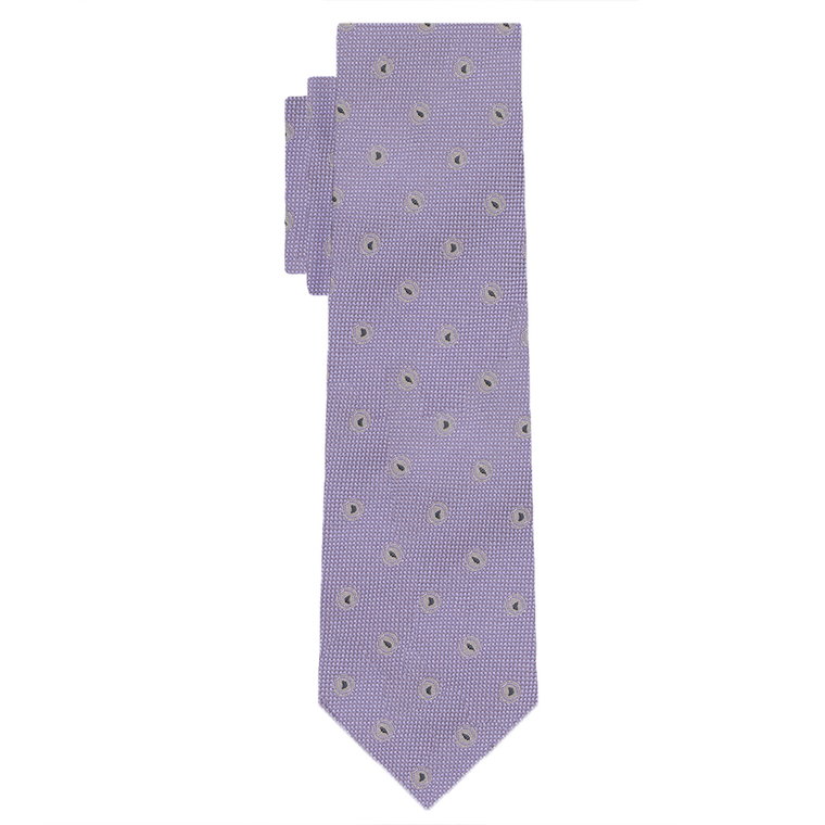 Krawat jedwabny fioletowo-szary we wzory EM 27