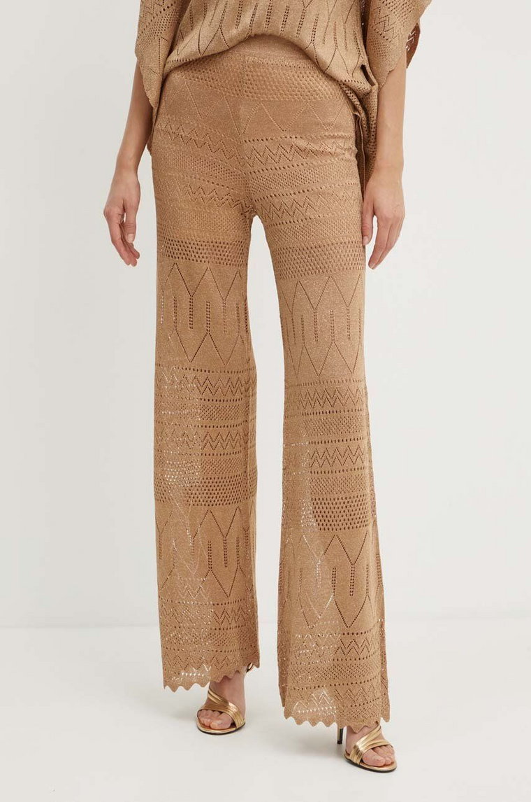 Marciano Guess spodnie HYDRA damskie kolor brązowy szerokie high waist 4GGB17 5811Z