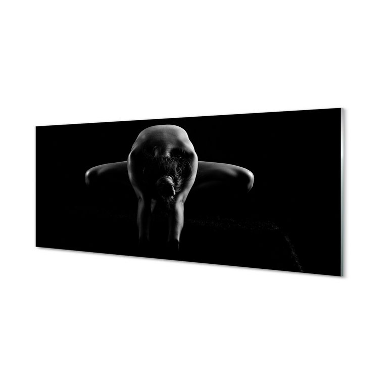 Panel szklany dekor Kobieta czarno białe 125x50 cm