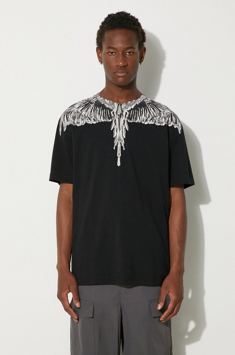 Marcelo Burlon t-shirt bawełniany Icon Wings Basic Tee męski kolor czarny z nadrukiem CMAA056F24JER0011006