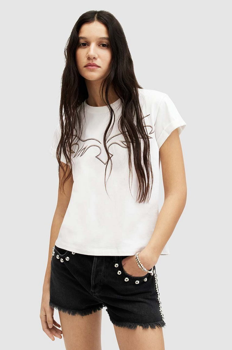 AllSaints t-shirt bawełniany RANDAL ANNA TEE damski kolor biały WM583Z