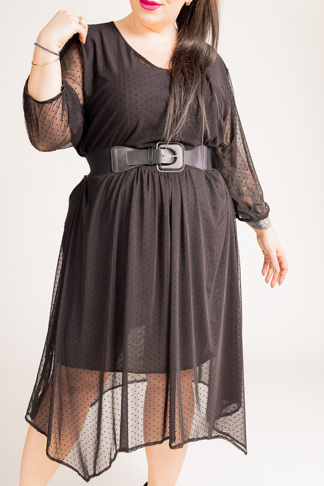 Czarna Sukienka siateczkowa XEMENO