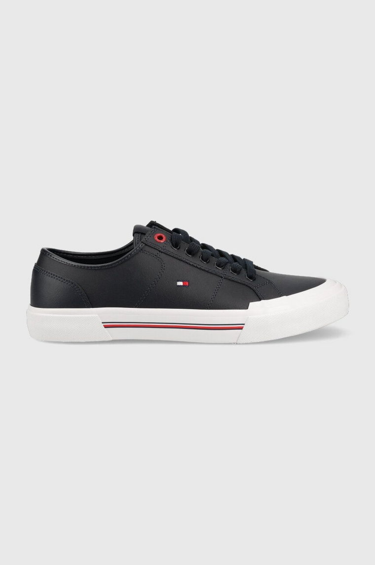 Tommy Hilfiger tenisówki skórzane CORE CORPORATE VULC LEATHER męskie kolor granatowy FM0FM04561