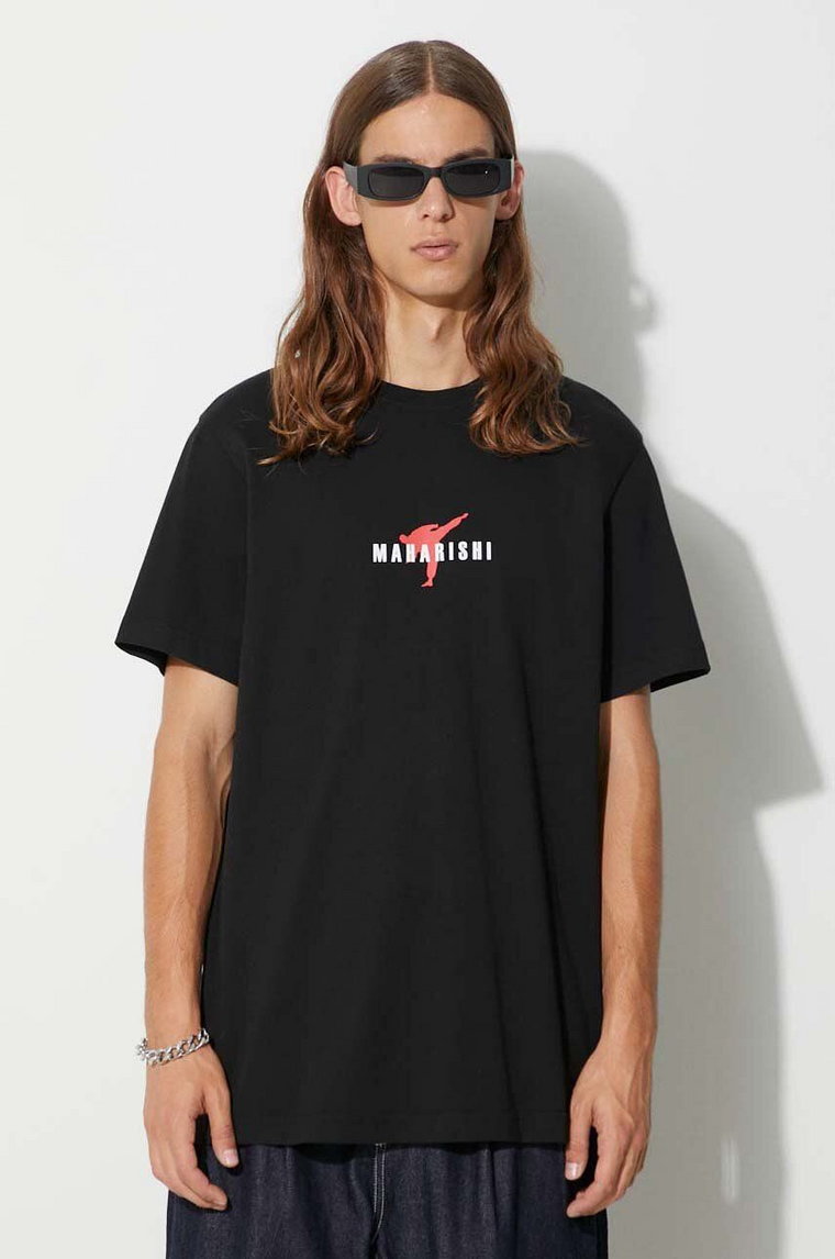 Maharishi t-shirt bawełniany Invisible Warrior T-Shirt kolor czarny z nadrukiem 1070