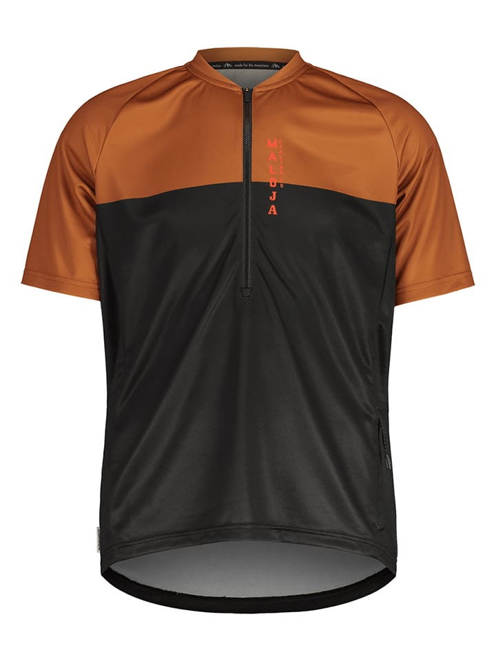 Maloja Koszulka kolarska "BarettiM" w kolorze jasnobrązowo-czarnym