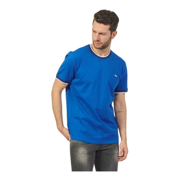 Niebieski Sportowy T-shirt z Paskami Harmont & Blaine