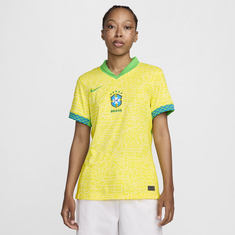 Damska koszulka piłkarska Nike Dri-FIT Brazylia Stadium 2024 (wersja domowa)  replika - Żółty