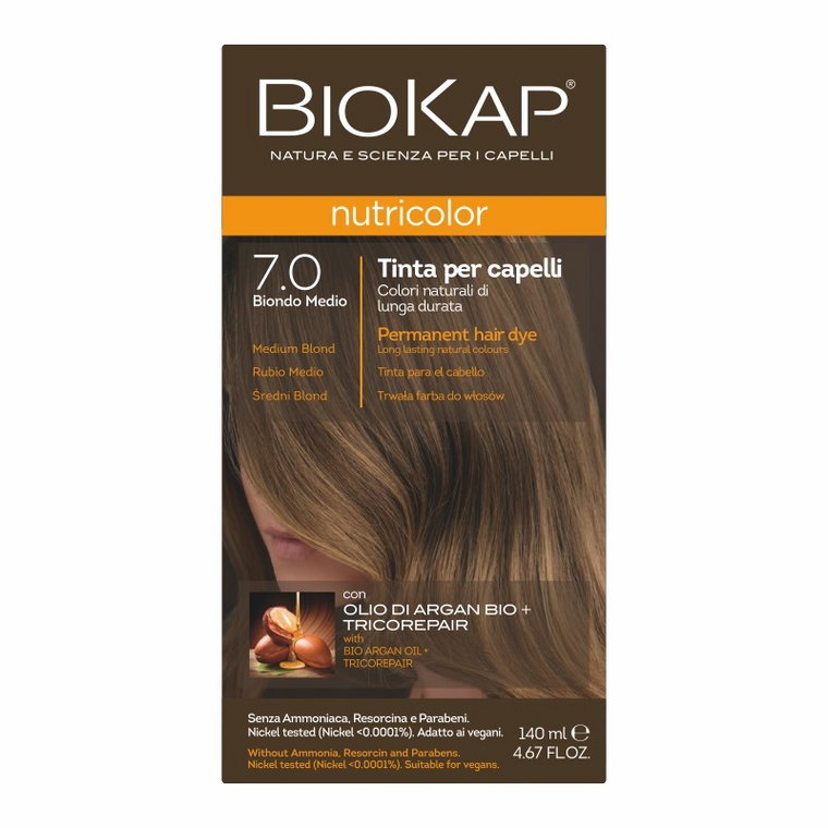 Biokap Nutricolor Farba do włosów, 7.0 Średni Blond