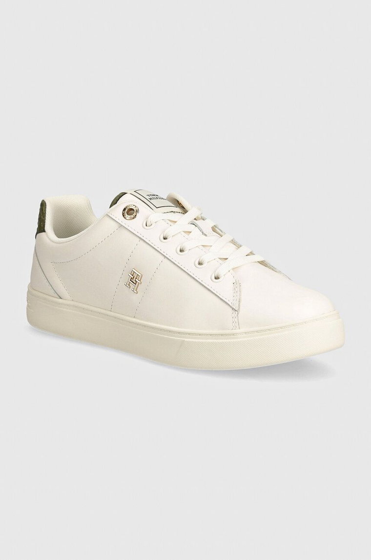 Tommy Hilfiger sneakersy skórzane ELEVATED ESSENT SNEAKER MONOGRAM kolor biały FW0FW07999