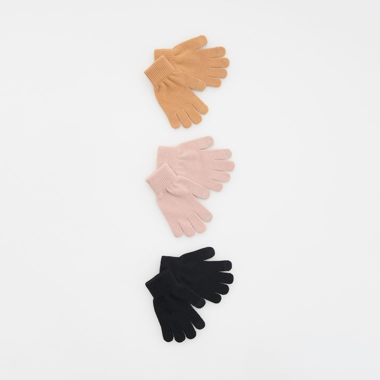 Reserved - Kolorowe rękawiczki 3 pack - brudny róż