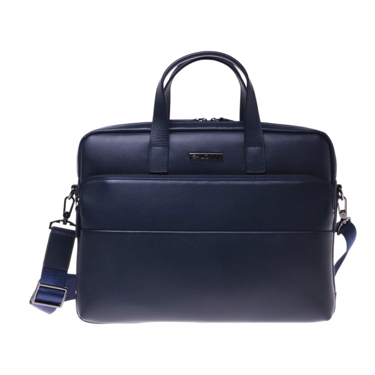 Professional bag in blue leather and nylon Baldinini