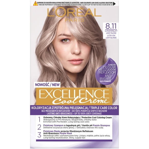 L'Oreal Paris Excellence Cool Creme farba do włosów 8.11 Ultrapopielaty Jasny Blond