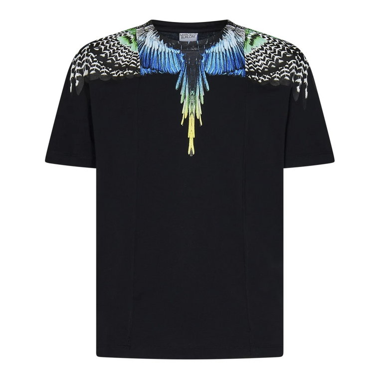 Czarne T-shirty i Pola Patchwork Wings Marcelo Burlon