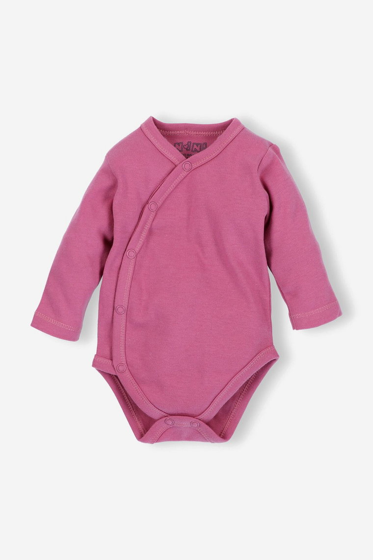 Body niemowlece z bawelny organicznej dla dziewczynki fioletowe długi rękaw