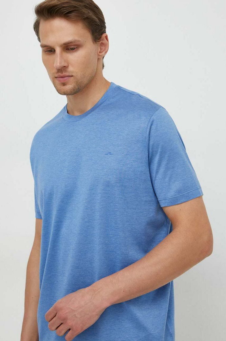 Paul&Shark t-shirt bawełniany męski kolor niebieski gładki 24411006