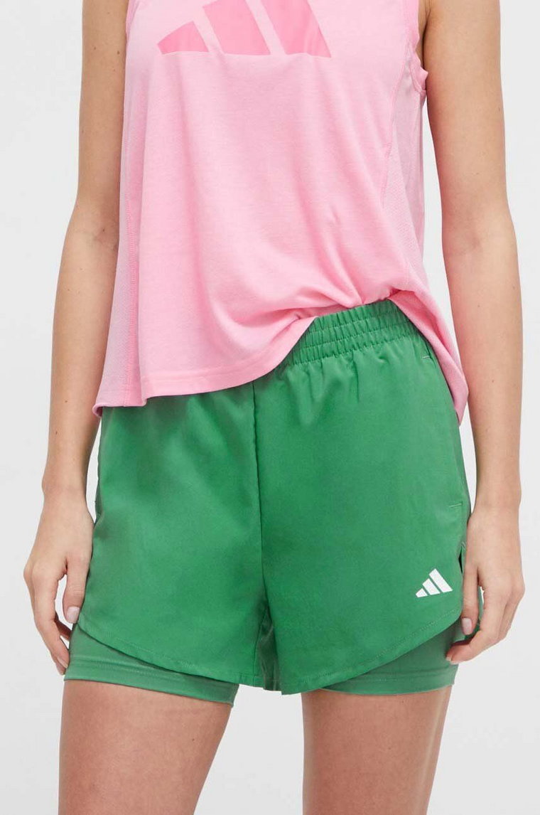 adidas Performance szorty treningowe kolor zielony gładkie medium waist IS3951