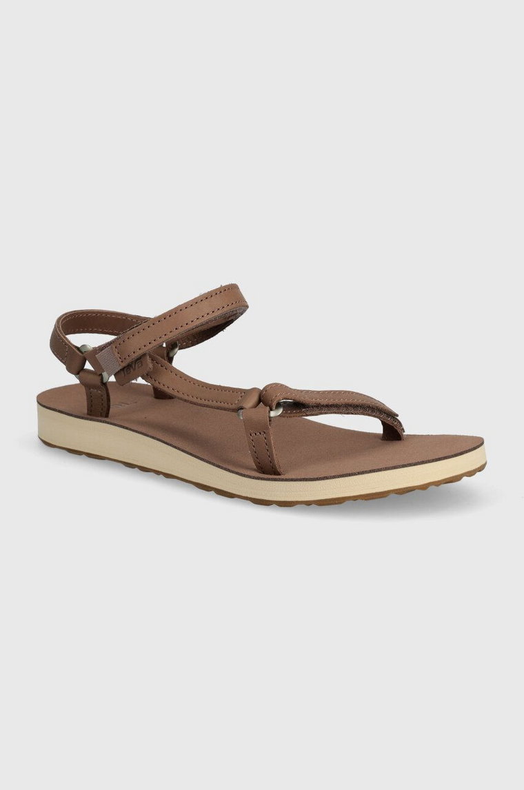 Teva sandały skórzane Original Universal Slim Lea damskie kolor brązowy 1151031