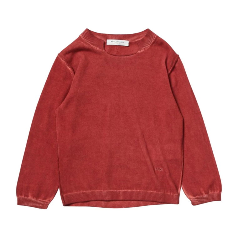 Rdzawo-kolorowy sweter z haftowanym logo Paolo Pecora