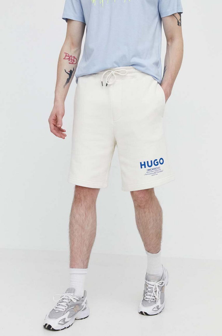 Hugo Blue szorty bawełniane kolor beżowy 50510728