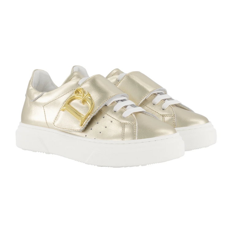 Złote Glamour Sneakers dla modnych Dsquared2