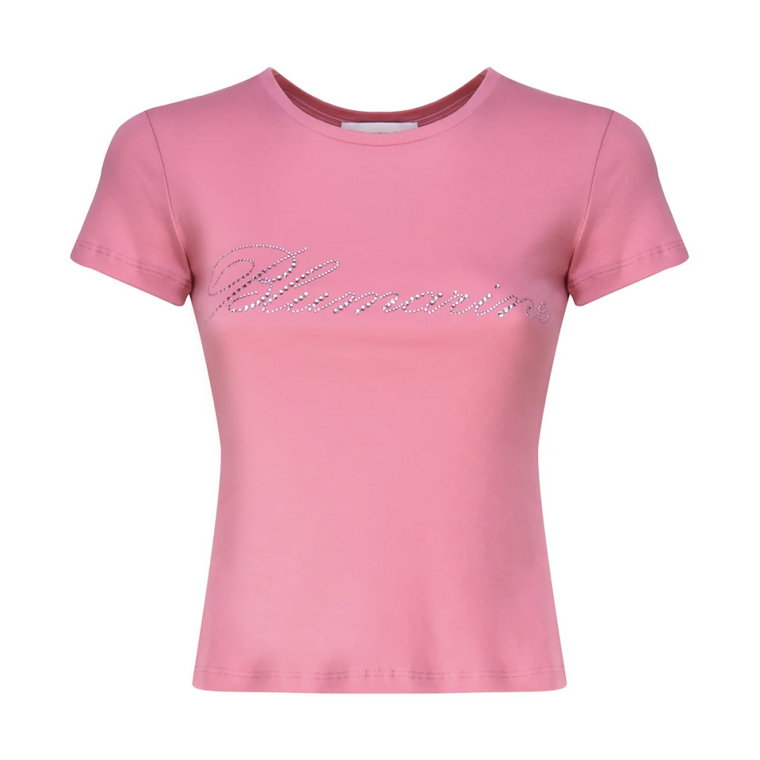 Różowe T-shirty i Pola z Logo ze Straszkami Blumarine